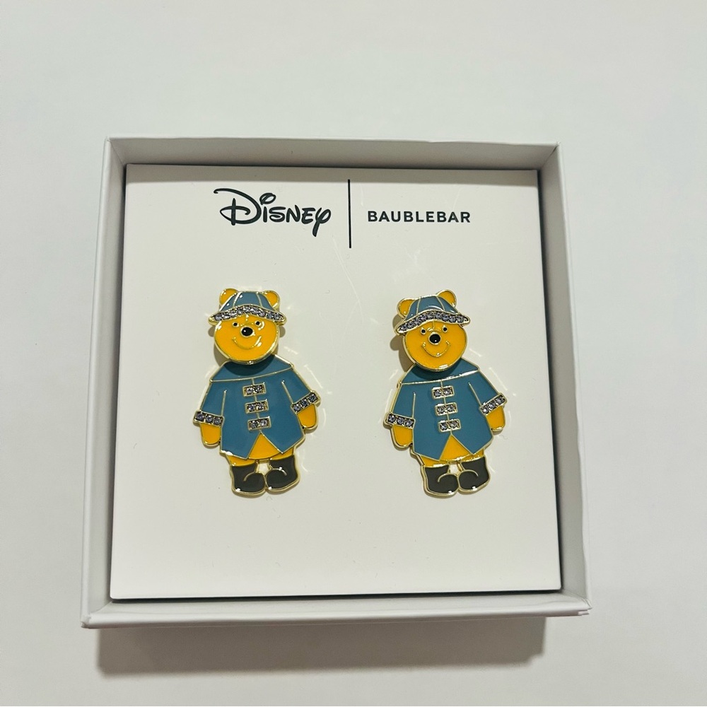 DISNEY x BAUBLEBAR Winnie the Pooh Disney spring raincoat earrings NWT